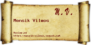 Mensik Vilmos névjegykártya